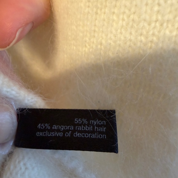 The Limited Vintage Angora Beaded Sequin Cream V-Neck Sweater - Picture 7 of 7